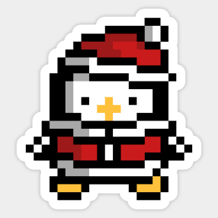 Cute baby penguin santa pixel kids Sticker